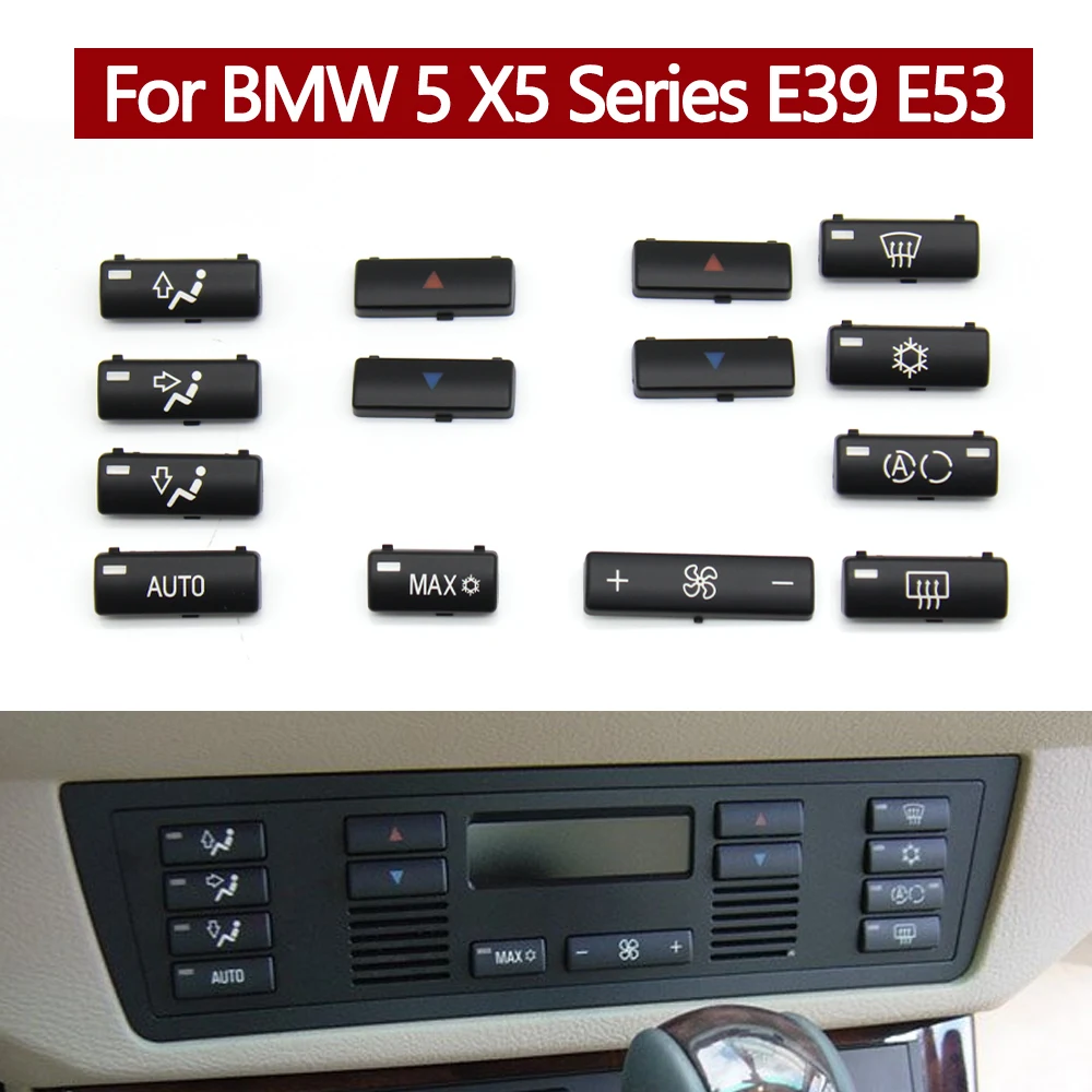 

14 шт., колпачки на кнопки переключателя кондиционера для BMW 5 серии E39 X5 E53 64116915812