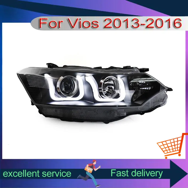 Модифицирующая автомобильная фара для Toyota Vios 2013-2016 сборка со светодиодной