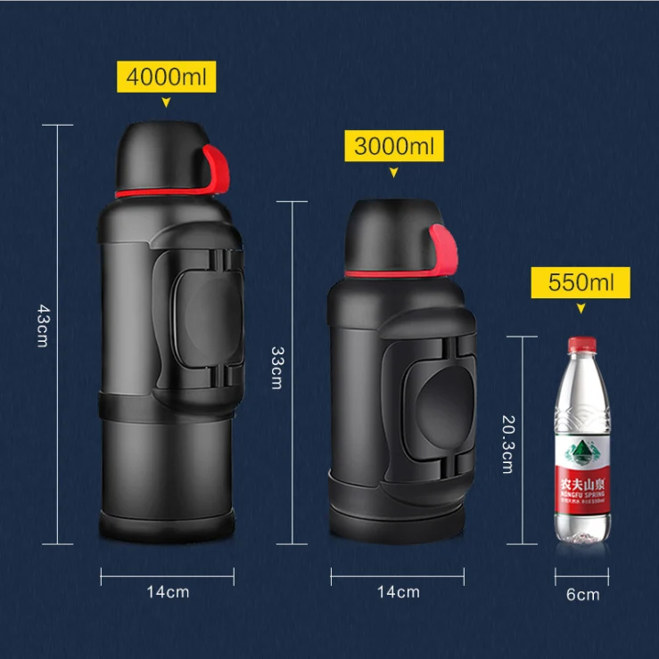 

4000ml Large Capacity Stainless Steel Thermos Bottle Outdoor Camping Travel Vacuum Water Kettle Thermo Mug Vacuum Flask Cup 4L