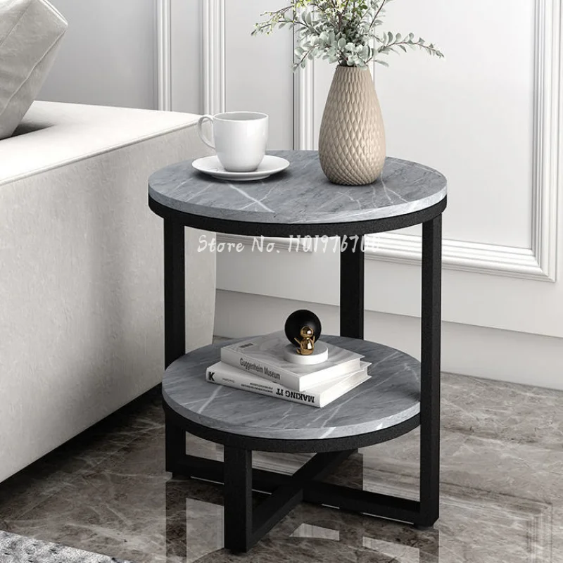 

New Marble Stone Countertop Coffee Table Living Room Sofa Small Round Table Balcony Bedroom Few Corners Mesa Nordic Furniture