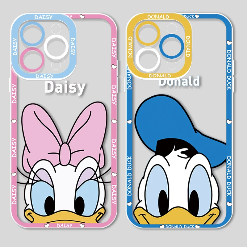 

Donald Duck Daisy For Apple iPhone 14 13 12 11 X XR XS MAX 8 7 6 Pro Plus Angel Eyes Transparent Soft Phone Case Coque Capa