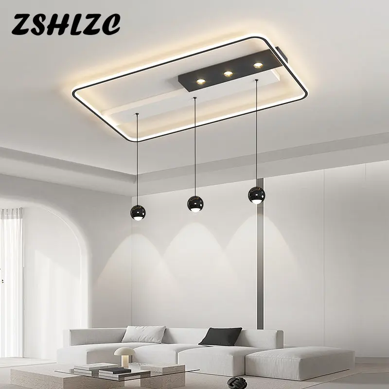 

Modern Led Chandelier Luxury Ceiling Light For Living Dining Room Bedroom Kitchen Chandeliers Square Black White Fixtures AC220V