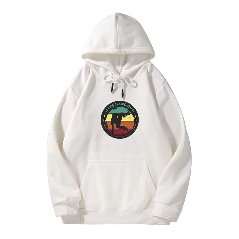 

Autumn and winter fashion hoodies for men and women, cartoon character silhouettes, broken English letters, dancing boy silhouet