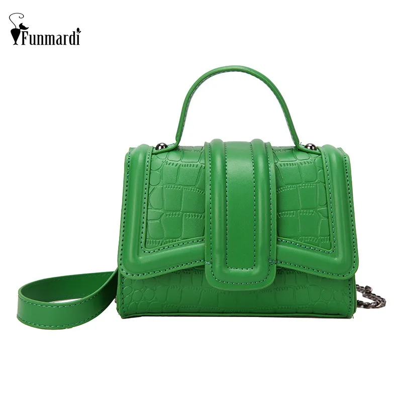 

FUNMARDI Vintage Female Tote Bag Fashion Stone Pattern Women Shoulder Bag Chain Crossbody Bag Ladies PU Leather Handbag WLHB2782
