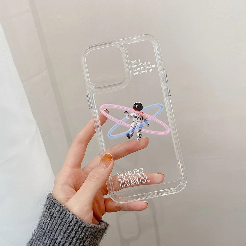 

Luxury Space Astronaut Transparent Phone Case For iPhone 11 12 13 Pro XS Max X XR 7 8 Plus SE 2 Cases Clear Soft TPU Cover
