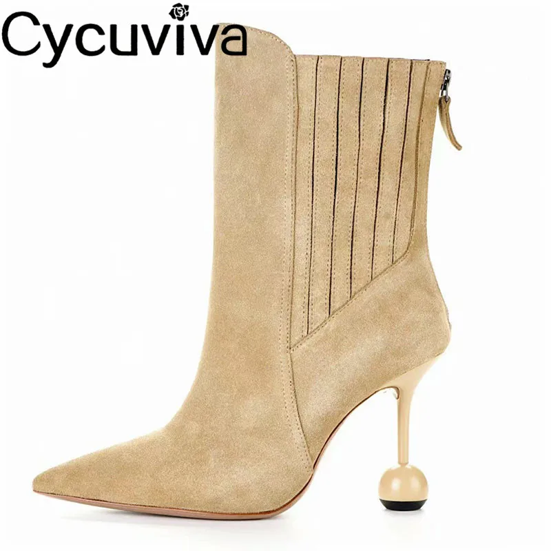 

Ботильоны женские замшевые с заостренным носком, на высоком каблуке