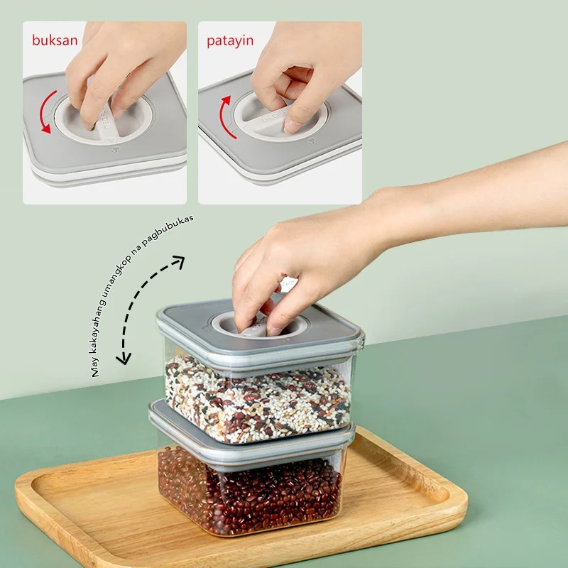 600/2000ML Sealed Jars Kitchen Grain Storage Organizer Large Tank Plastic Moisture-Proof Box Household Seasoning