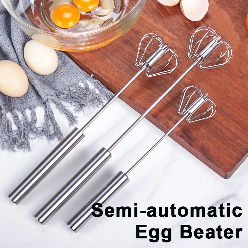 

Semi-Automatic Egg Beater Self Turning Cream Mixer Stainless Steel Egg Whisk Manual Mixer Kitchen Accessories Egg Tools