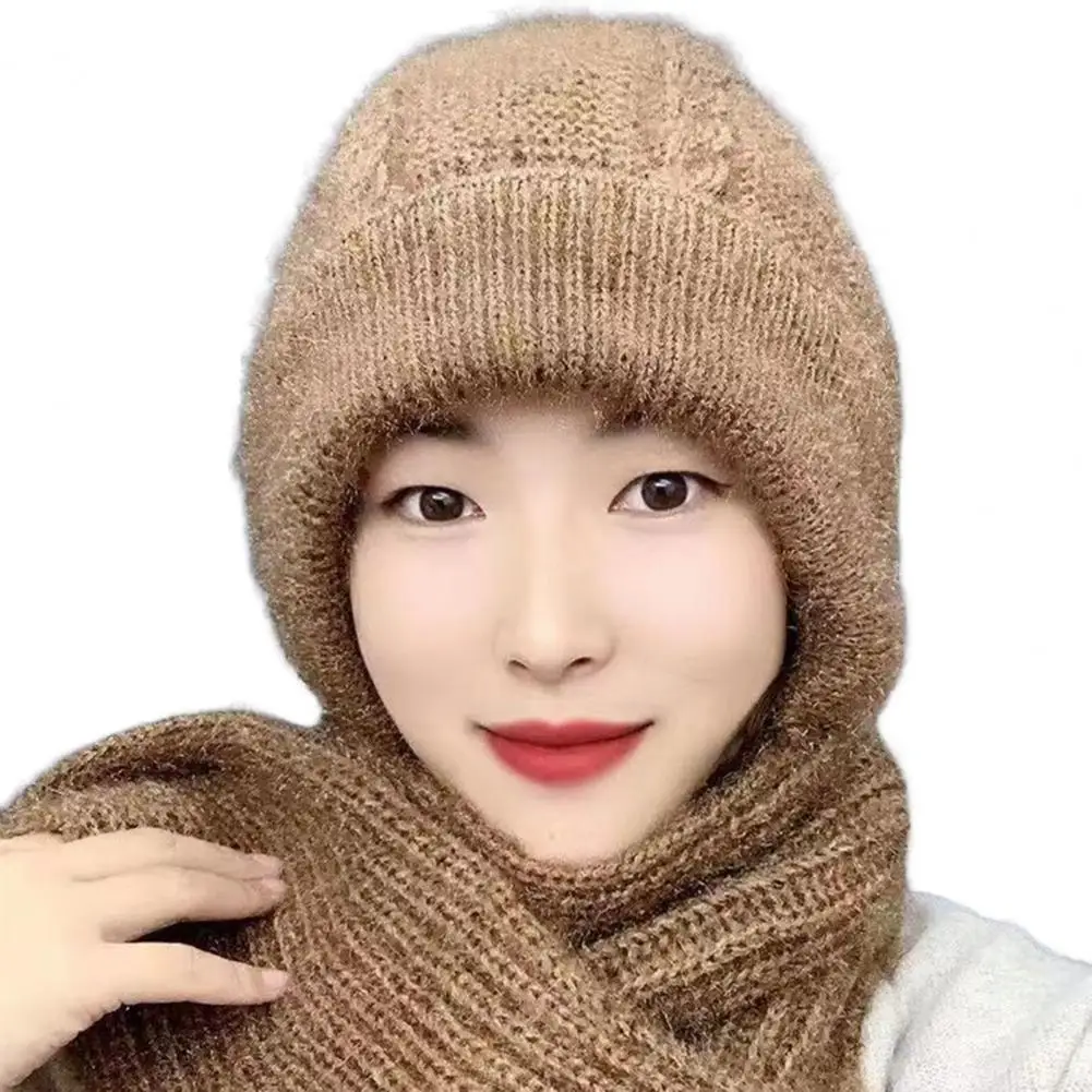 

Повседневная вязаная шапка, износостойкая неусадочная женская шапка 2 в 1, шарф, шерстяная шапка, сохраняющая тепло