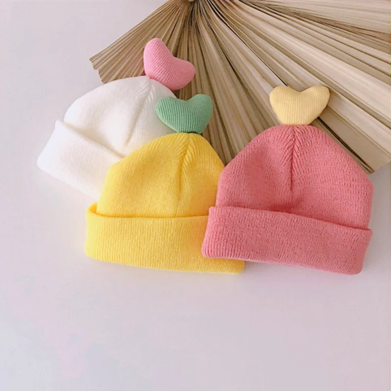 

Fashion New Love Heart Baby Hat Winter Soft Warm Knitted Boy Girl Hats Beanie Solid Color Infant Toddler Bonnet Kids Caps
