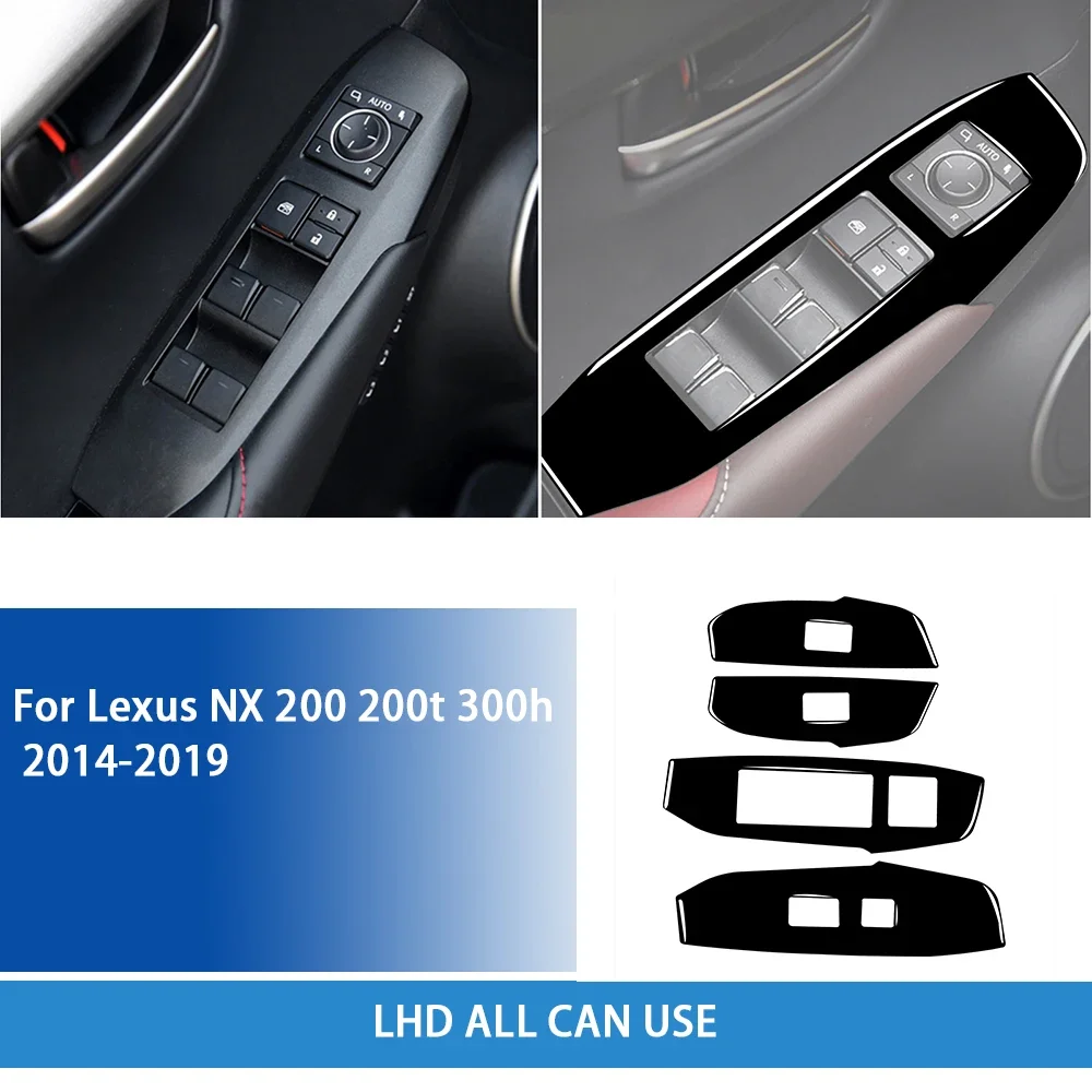 

Для Lexus NX 200 200t 300h 2014-2019 автомобильные аксессуары из углеродного волокна, переключатель внутреннего окна, подъемная панель, накладка, наклейка, модификация