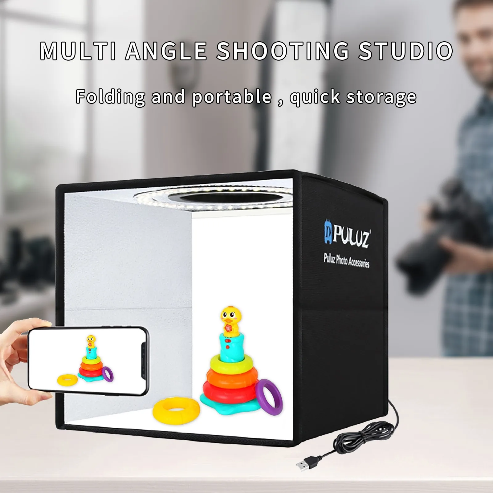 

Портативная студийная Светодиодная лента 6 цветов X 25 см 25 см 25 см со складной платформой