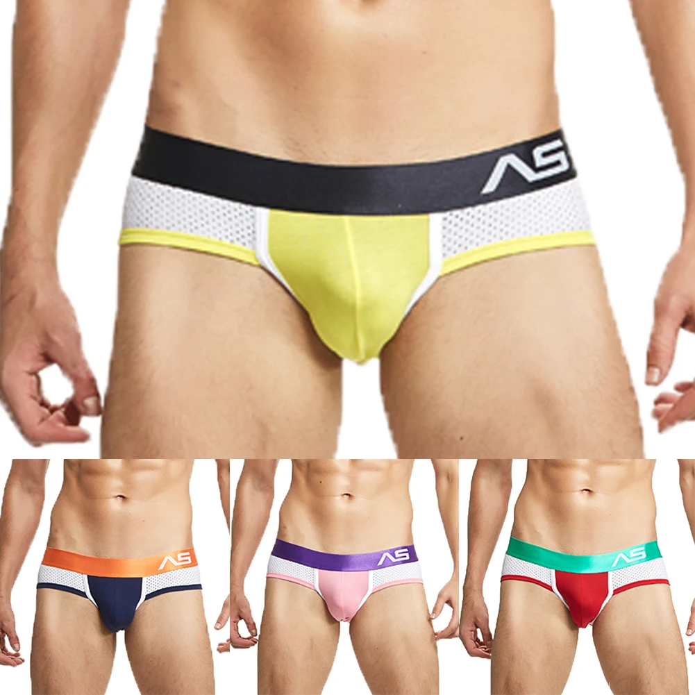 

Sexy Men Mesh Thong Underpants Pouch Enhancing Low-Waist Bikini Briefs Breathable Comfortable Underwear