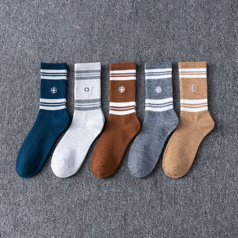 

Носки мужские хлопковые с вышивкой, винтажные уличные баскетбольные в стиле хип-хоп, короткие, 5 пар