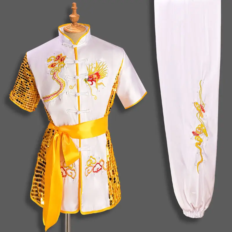 Фото Мужская и женская Китайская традиционная форма Dragon Wushu, комплект одежды кунг-фу, униформа для боевых искусств, Тай Чи, одежда, Taoist, Shaolin №5