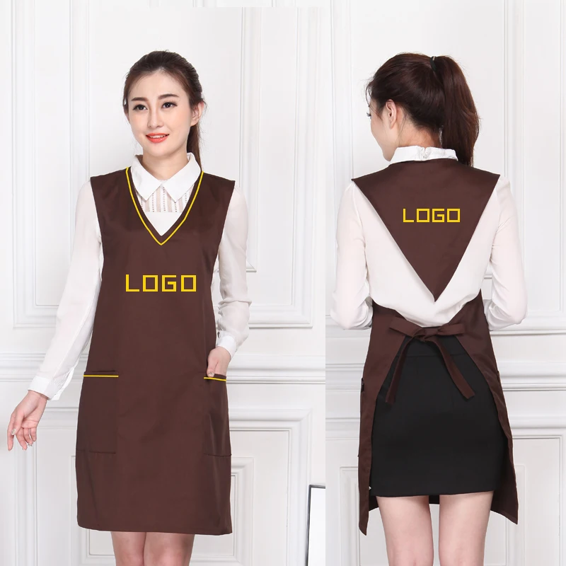 

Autumn and Winter New Apron Kitchen Advertising Coffee Western Restaurant Apron Embroidered Logo