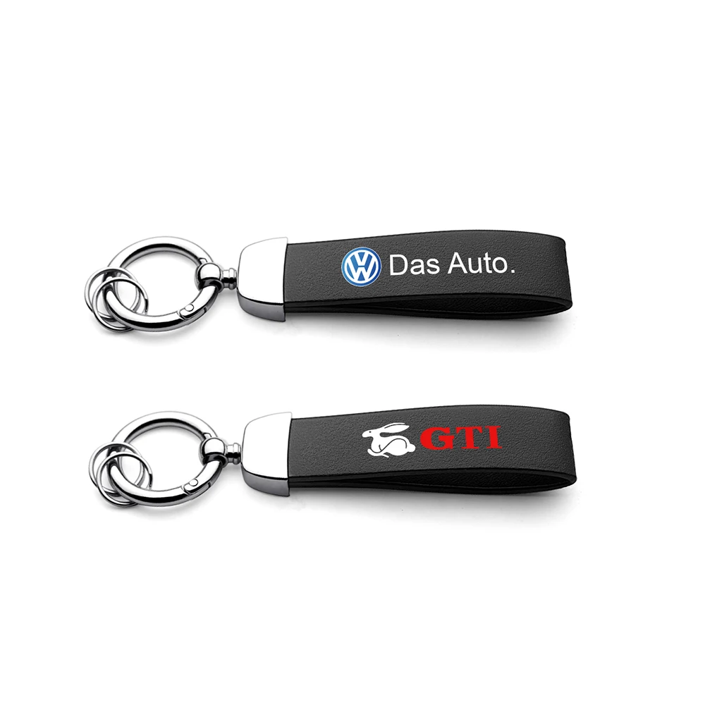 1/2szt Emblemat samochodowy Metalowy skórzany brelok do kluczy Breloki Prezenty Akcesoria Do Volkswagen GTI Lavida Golf VI Polo Bora Touareg