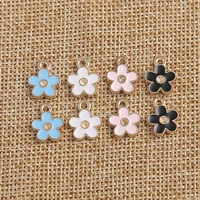 10pcs cute alloy enamel mini flower charms for jewelry making diy handmade pendants necklaces earrings crafts accessories