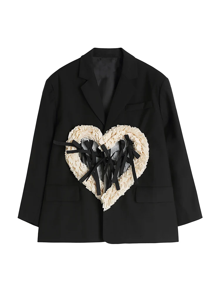Women New 2022 Autumn Designer Blazer Coat Elegant Chic Patchwork Black High Streetwear Casual Loose Vintage Jacket Coats Female