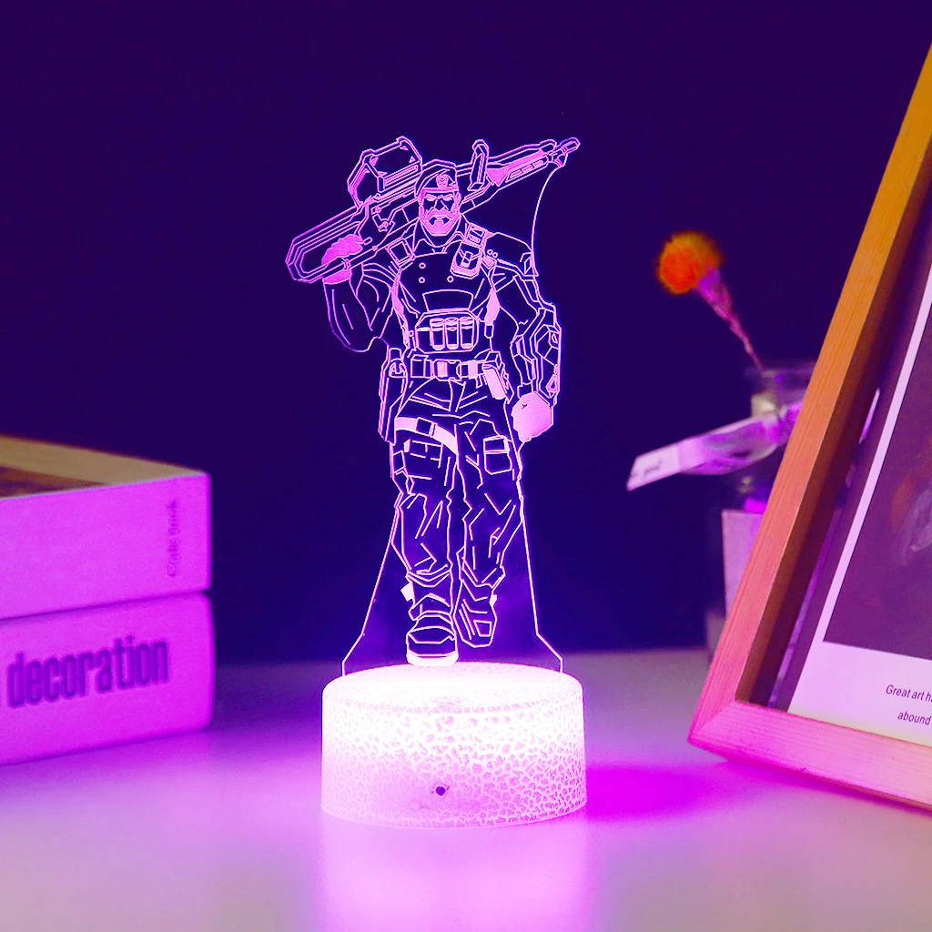 

Хит продаж, новинка, VALORANT Brimstone, 3D светодиодный ночник для детей, аниме Genshin Impact, домашняя спальня, закат, лампа, детский праздничный декор, под...