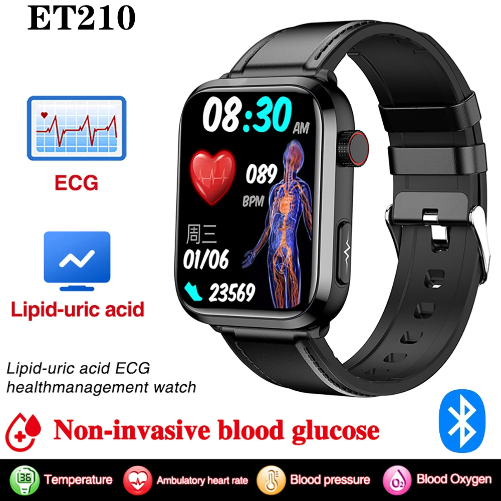 

2023 New 1.91" ET210 Health Monitoring ECG Smart Watch Blue Tooth Call Waterproof Heart Rate Blood Sugar SOS Sports Smartwatch