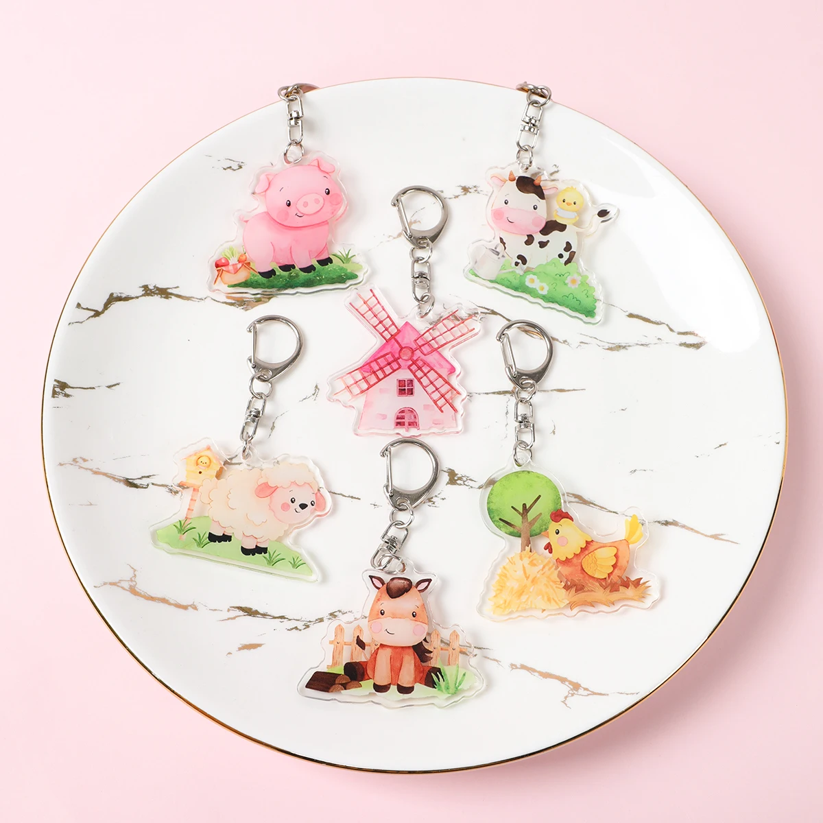 6 шт. акриловые подвески в виде животных