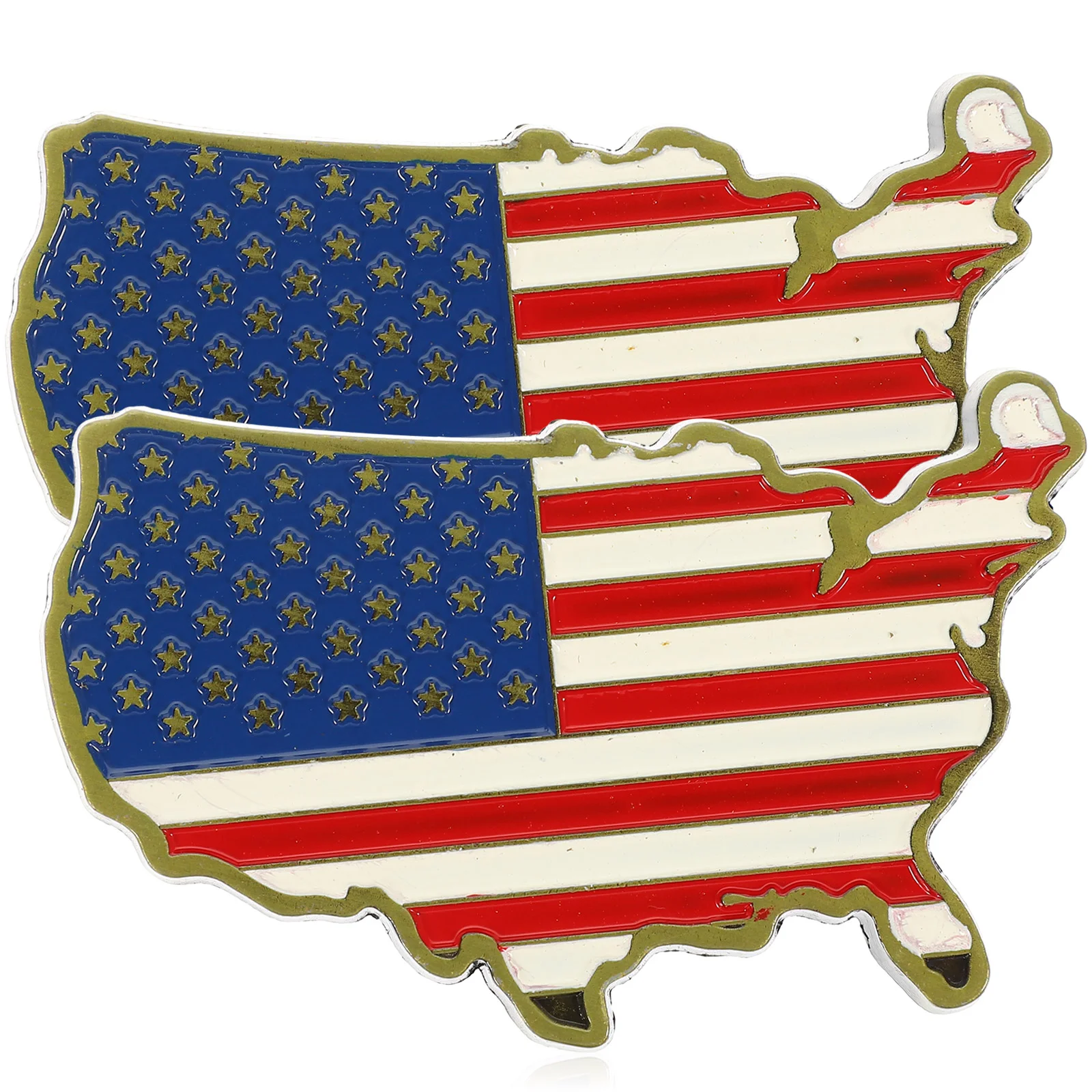 

2pcs American USA Flag Map Refrigerator Stickers Patriotic Stars and Stripes Metal Decals
