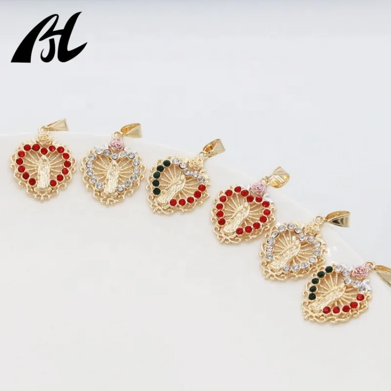 

Spot Best-Selling Fashion 18K Gold-Plated Rose Hollow Charm Heart-Shaped Virgin Mary Pendants for Women