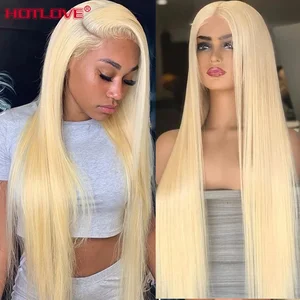 13x4 613 Blonde Lace Front Human Hair Wigs Brazilian Straight Transparent Lace Frontal Wig Pre Pluck in Pakistan