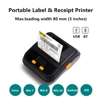 portable wireless bluetooth mini 80mm thermal printer label and receipt command 2 in 1 phone computer for windows android ios