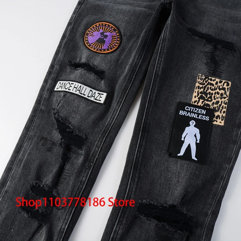 Мужские джинсы KSUBI Cross винтажные потертые индивидуальные тканевые рваные узкие