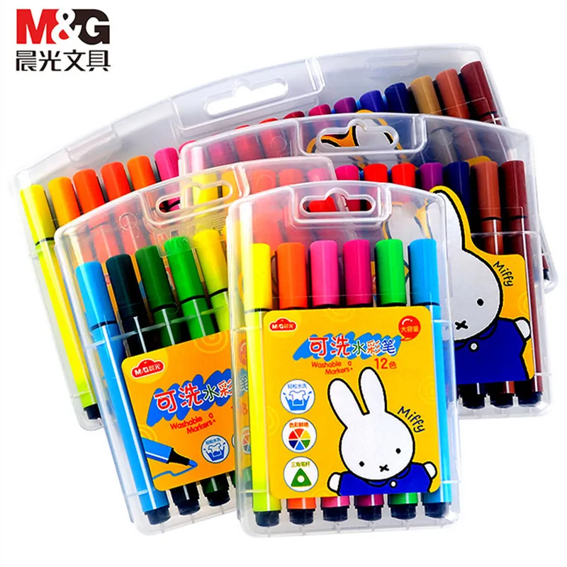 

Kawaii Miffy Anime Cartoon Morning Light Watercolor Pen 24 Colors Children's Washable Large-Capacity Triangle Rod Color Pen