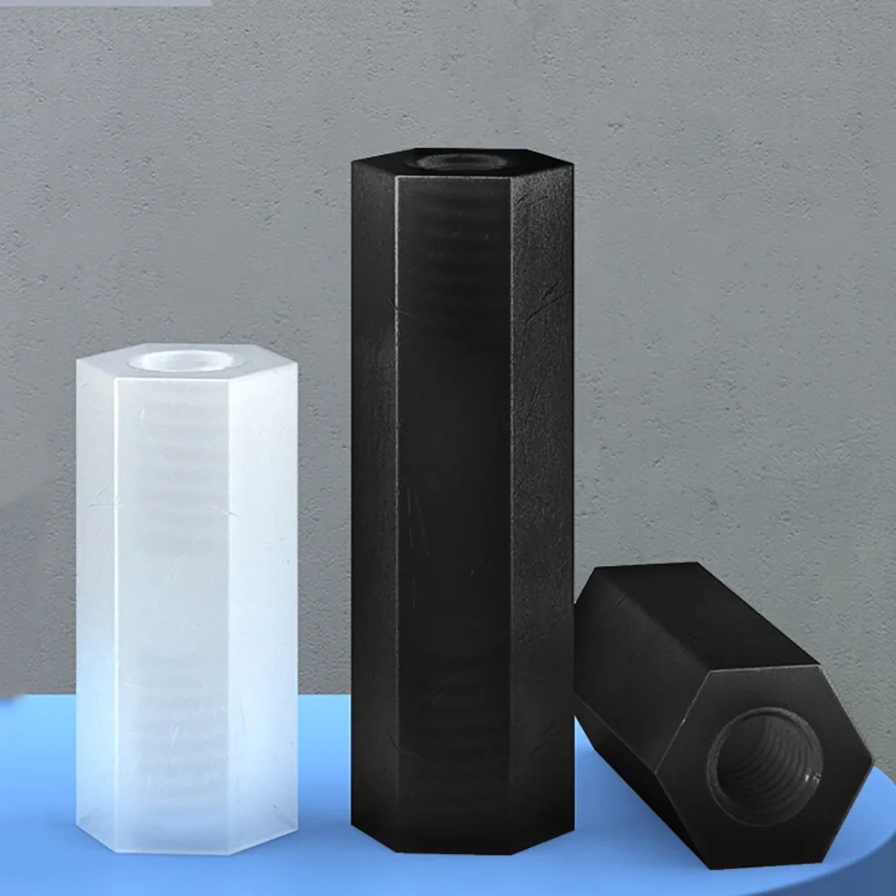 Черно-белый шестигранный нейлоновый противостоящий болт с внутренней резьбой