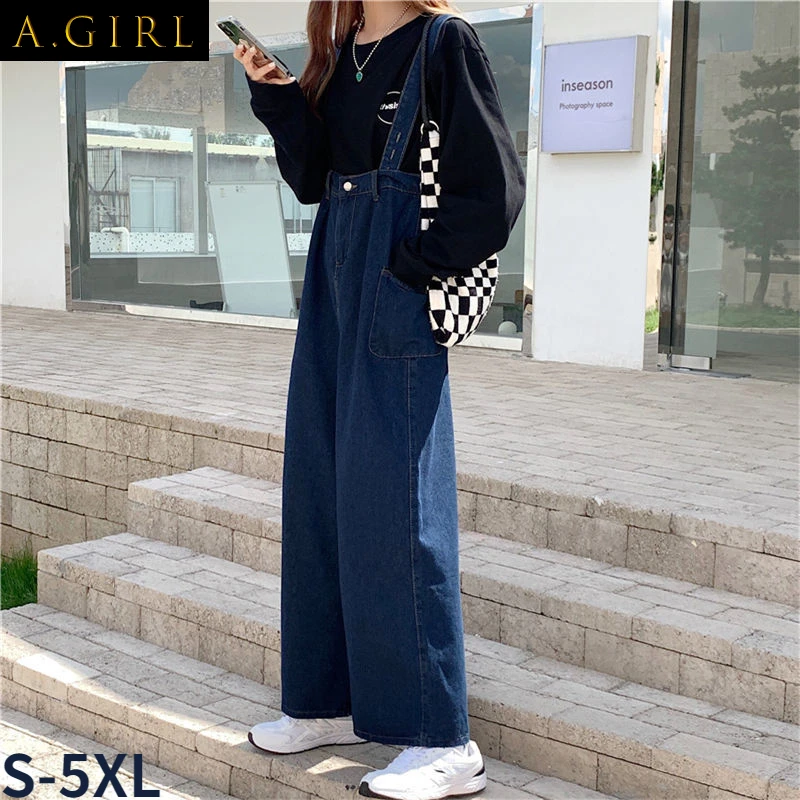 Jumpsuit Women S-5XL Colleges Simple All-match High Waist Preppy Sweet Baggy Bottom Spring Fashion Daily Femme Ins Retro Design