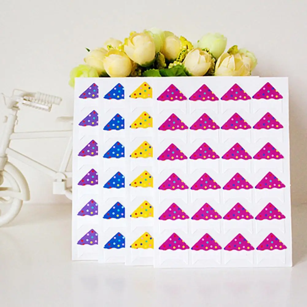 

4Pcs Album Sticker DIY Nice-looking Eco-friendly Colored Polka Dot Corner Decal for Students