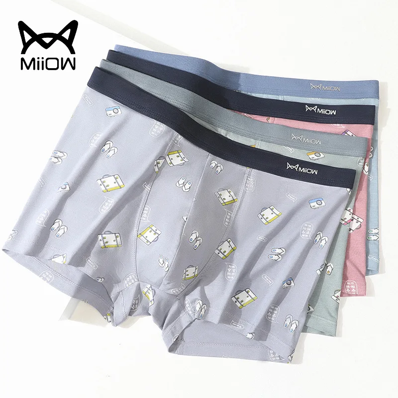 Modal cotton men's underwear mid waist flat leg 3PCS