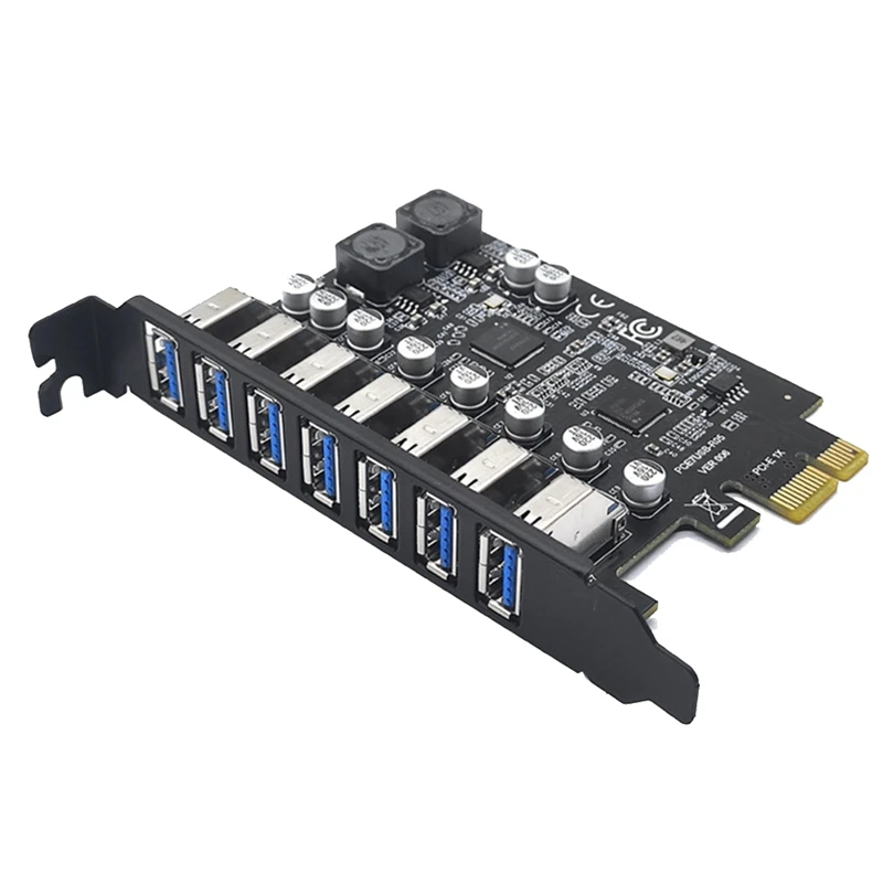 

USB3.2 GEN1 19PIN PCI-E PCI Express To 7 Ports USB 3.2 Expansion Adapter Card Replacement For WINXP/WIN7/8/ 10/11 /LINUX
