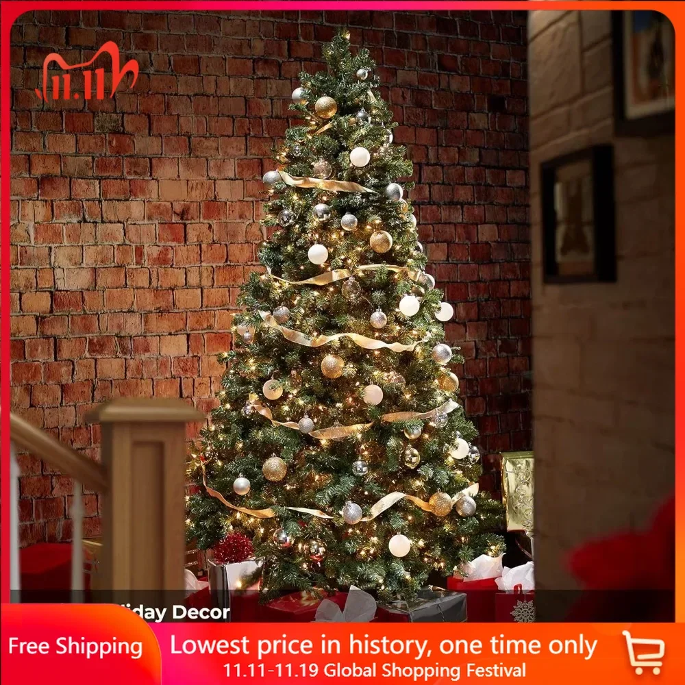 Рождественская елка 9 футов реалистичная предварительно освещенная