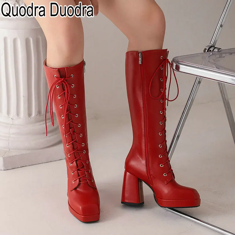 Новинка женские ботинки зимние на высоком каблуке с квадратным носком женская