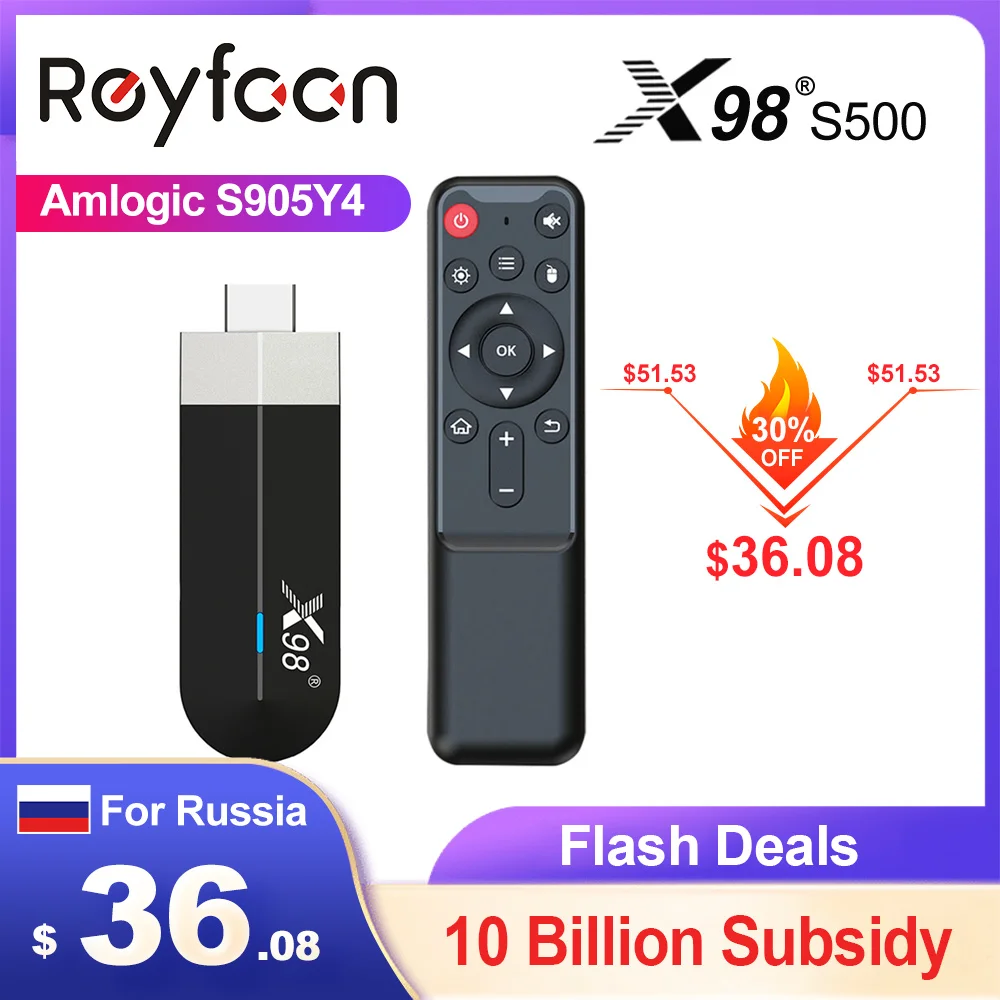  X98 S500 Android 11 TV Stick Amlogic S905Y4 Quad Core 4G 32G AV1 4K 60fps 5G Wifi Google Player Youtube X98 Dongle 2G 16G TV Box