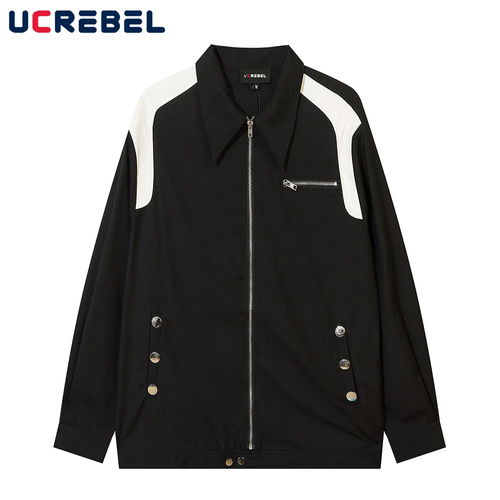 

Куртка мужская контрастная на молнии, уличная одежда, Повседневный Кардиган с лацканами, верхняя одежда, осень-зима