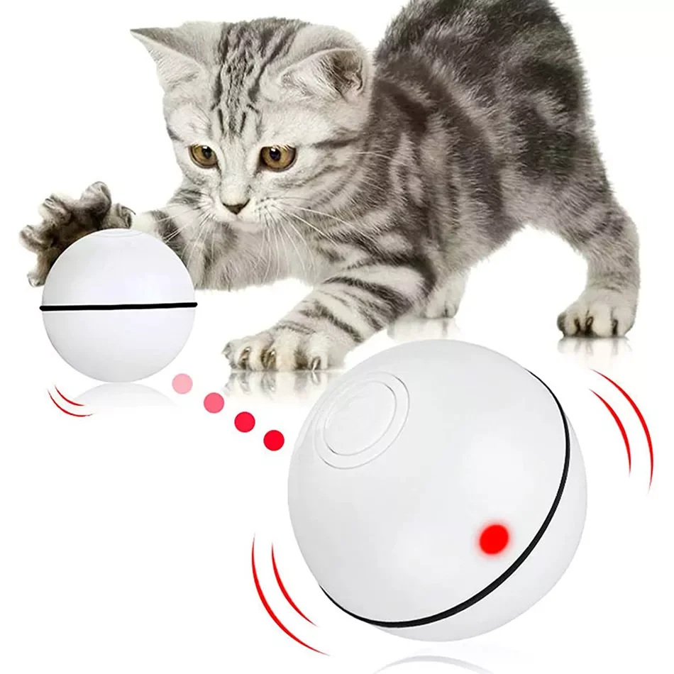 

Smart Cat Toy Interactive Electronic Self Rotating Roll Ball With Light Pet Cat Game Toy Automatic USB Ball For Cat Kitten
