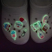 1pcs glowing pvc croc charm shoe decoration accessories jibz medical box pill stethoscope syringe tooth diy unisex gift