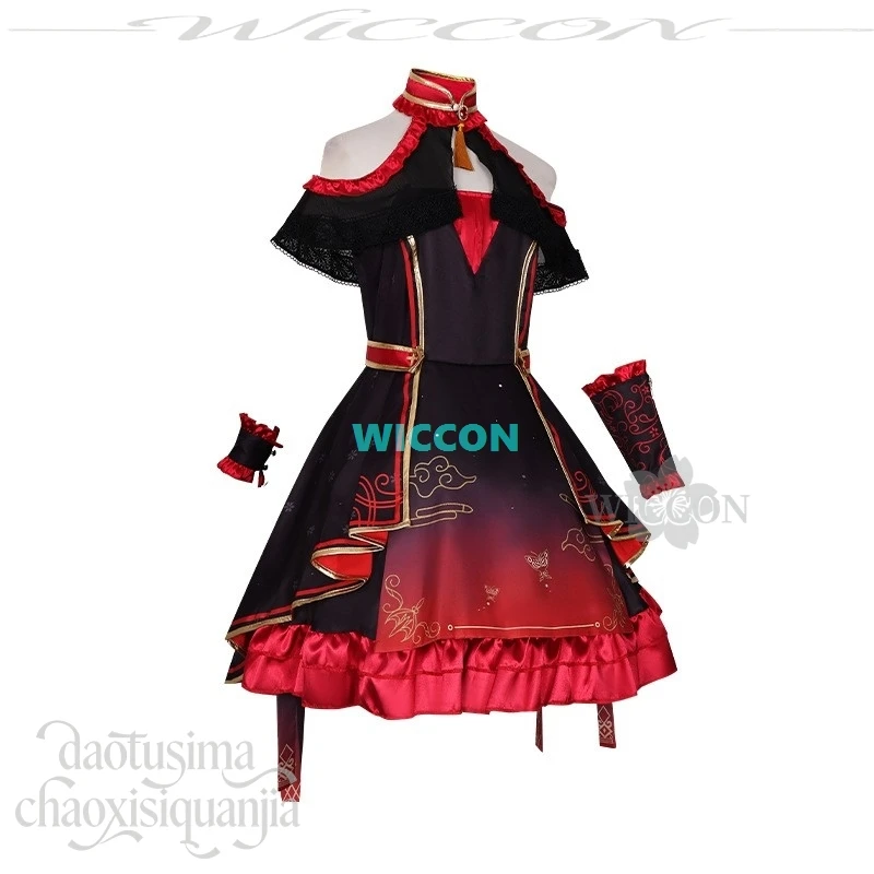 Фото Костюм для косплея Азуасавы Кохане из игры Project Sekai Unaware Drunkard Idol Stage: Китайский стиль, красно-черное платье, готика, лолита №5