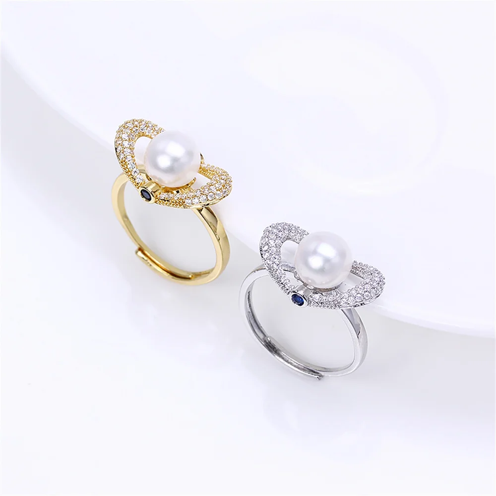 

China-made 14k gold clad colorful ring micro zirconia pearls DIY accessories