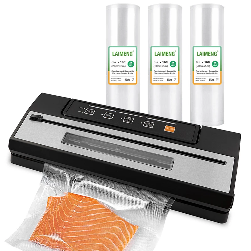 YUMYTH Household Vacuum Sealer with 3 Rolls/Lot 500CM Vacuum Bags Vacuum Packing Machine Sous Vide Bags For Save Storage T300