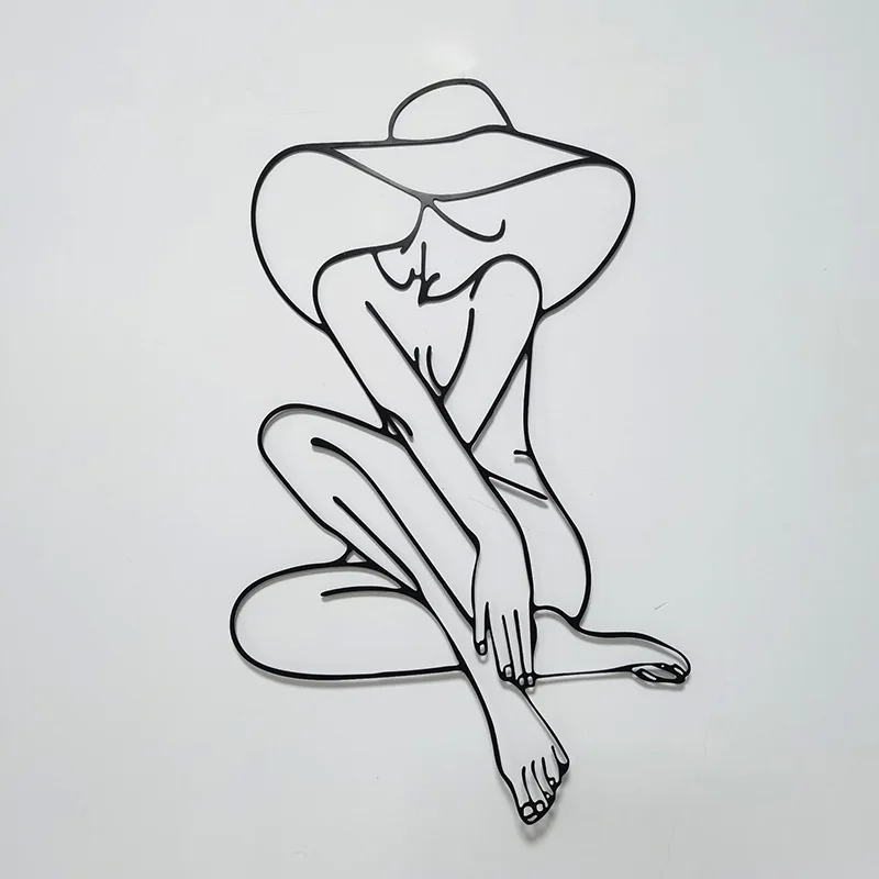 

Minimalist Female Body Line Metal Wall Art Decor Living Room Vintage Art Wall Hanging Home Bathroom Decoration Valentines Gift