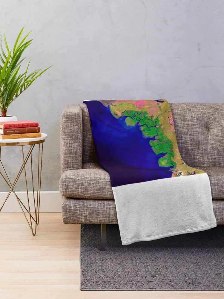 Матан Мангровый лес спутниковое изображение (E600/0176) Плед Декоративные кровати