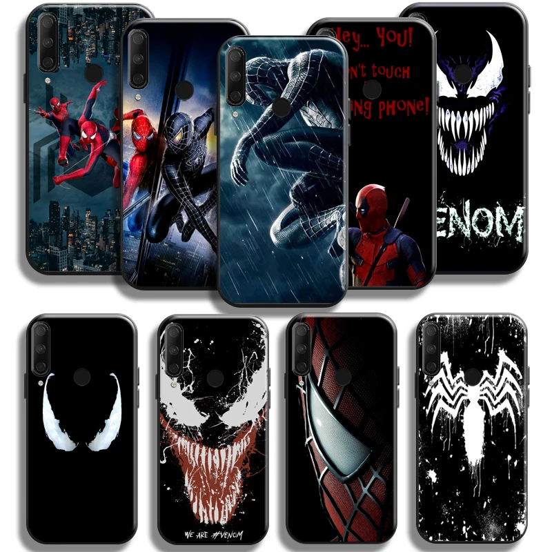 

Marvel Spiderman Venom Deadpool For Huawei Honor 10X 9X 8X Pro Lite Phone Case Back Carcasa Black TPU Liquid Silicon