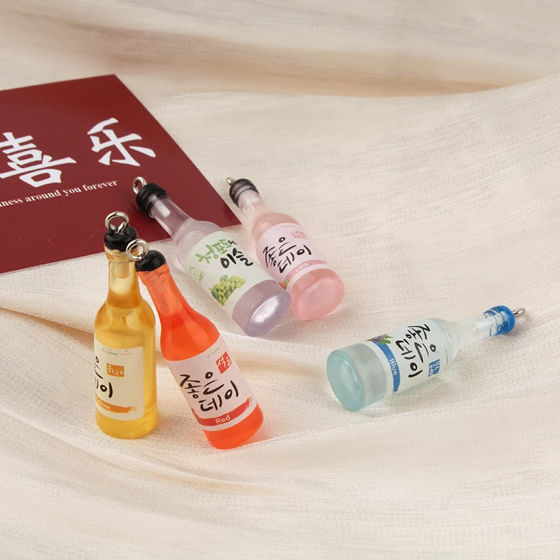 

1 шт. имитация трехмерной мини-бутылки из смолы, аксессуары «сделай сам» для бутылок вина, напитков, материал ручной работы, серьги-подвески